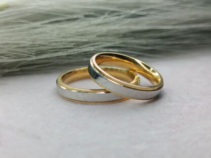 Pair of two-tone mirror wedding rings (CODE:5511)