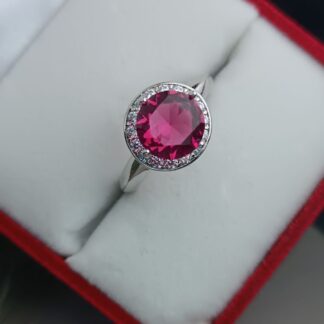 Single stone, fuchsia stone steel (CODE:22008)