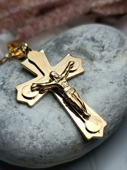 Steel embossed cross with chain (CODE:0001002)