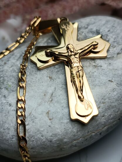 Steel embossed cross with chain (CODE:0001002)