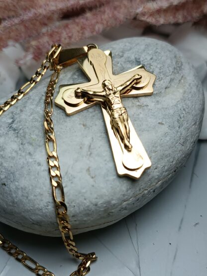 Steel embossed cross with chain (CODE:0001002)