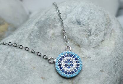 Silver 925° target necklace with zircons (CODE: 22291)