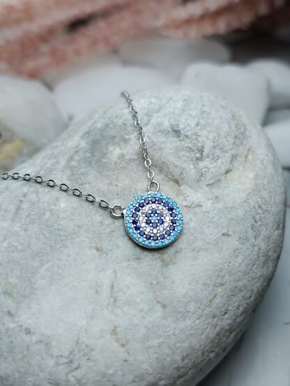 Silver 925° target necklace with zircons (CODE: 22291)