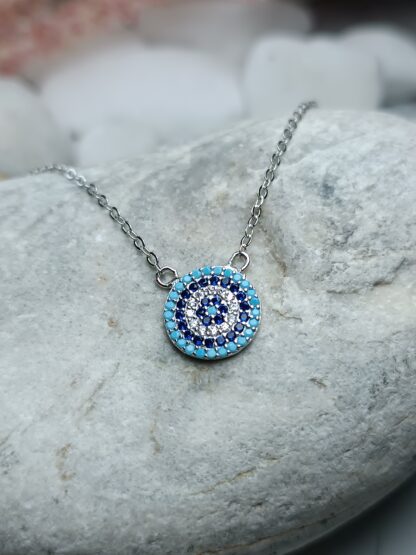 Silver 925° target necklace with zircons (CODE: 22291)