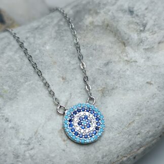 Silver 925° target necklace with zircons (CODE: 22291)