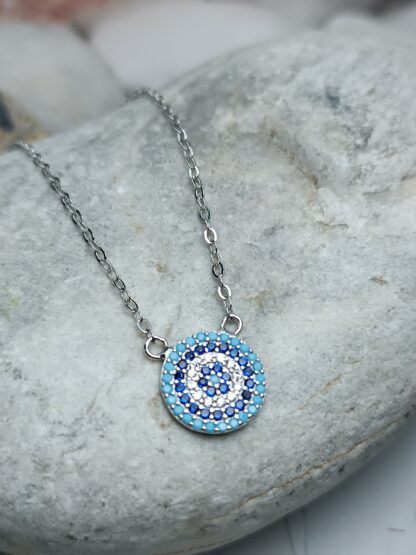 Silver 925° target necklace with zircons (CODE: 22291)