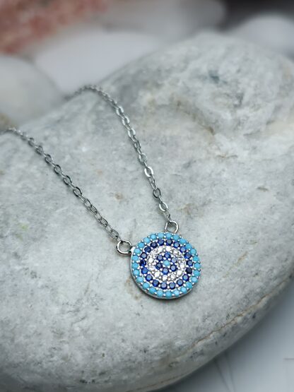 Silver 925° target necklace with zircons (CODE: 22291)