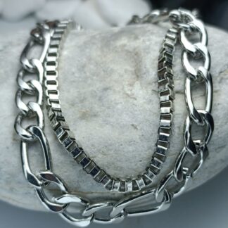 Steel double bracelet in silver color (CODE: 22991)