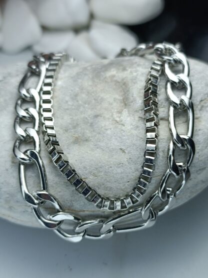 Steel double bracelet in silver color (CODE: 22991)