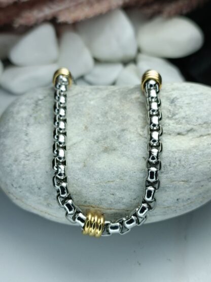 Two-tone steel men's bracelet (CODE: 5881)