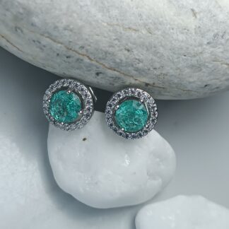 Steel earrings with triquaz zircon stones (CODE: 8017)