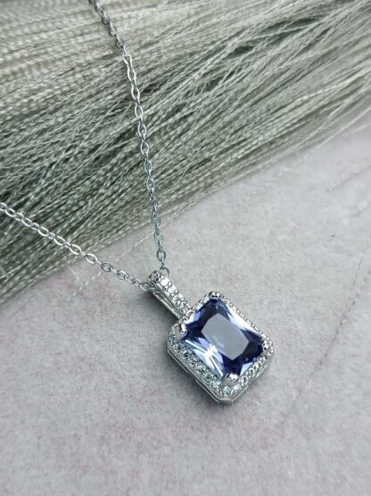 Steel Necklace with purple crystal (CODE:082)