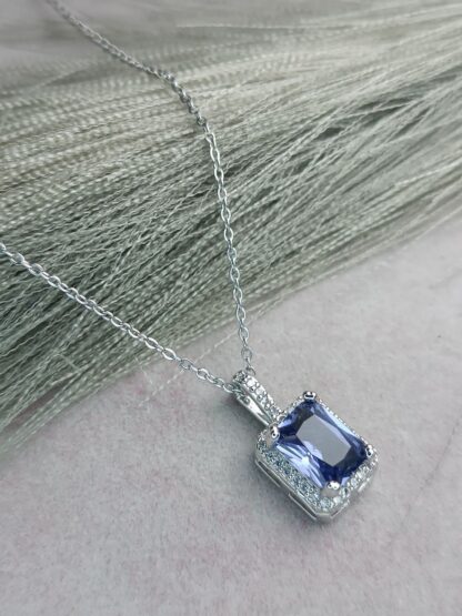 Steel Necklace with purple crystal (CODE:082)