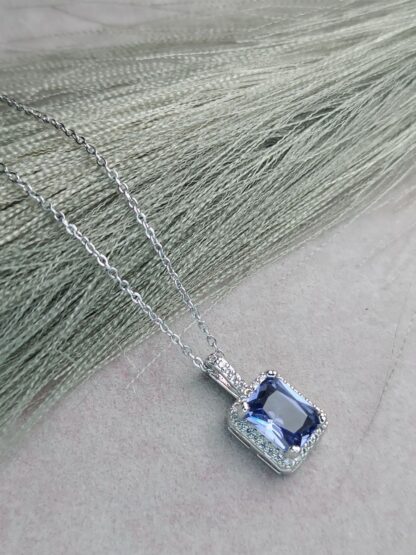 Steel Necklace with purple crystal (CODE:082)