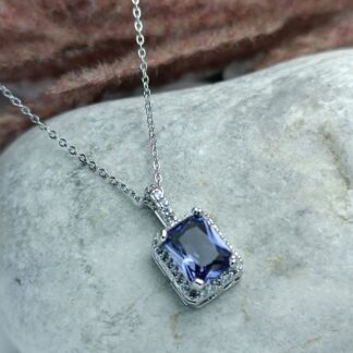 Steel Necklace with Purple & White Zircon (CODE:082)