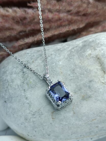 Steel Necklace with purple crystal (CODE:082)