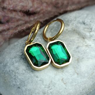 EARRINGS WITH GREEN STONE (CODE: 8516)