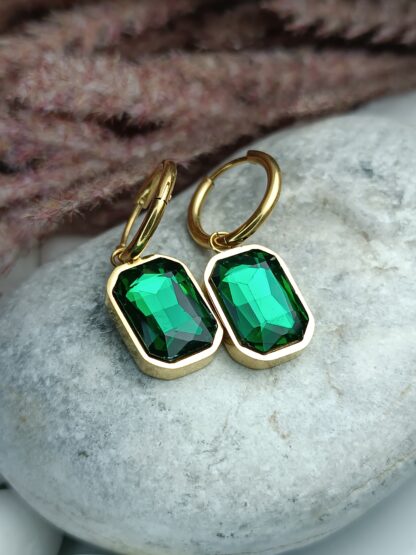 EARRINGS WITH GREEN STONE (CODE: 8516)