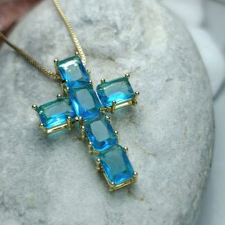 Women's Steel Cross with Multicolored Zircon Chain (CODE:0013)