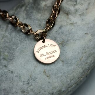 Steel Chain with plaque in rose gold glaze (CODE: 8011)