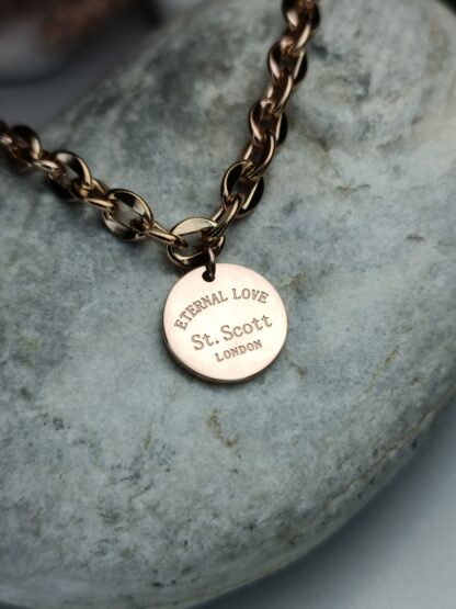 Steel Chain with plaque in rose gold glaze (CODE: 8011)