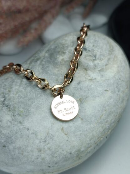 Steel Chain with plaque in rose gold glaze (CODE: 8011)