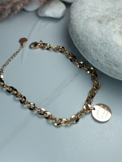 Steel Chain with plaque in rose gold glaze (CODE: 8011)