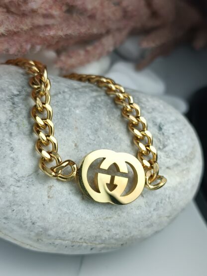 Polished gold steel bracelet (CODE: 8009)