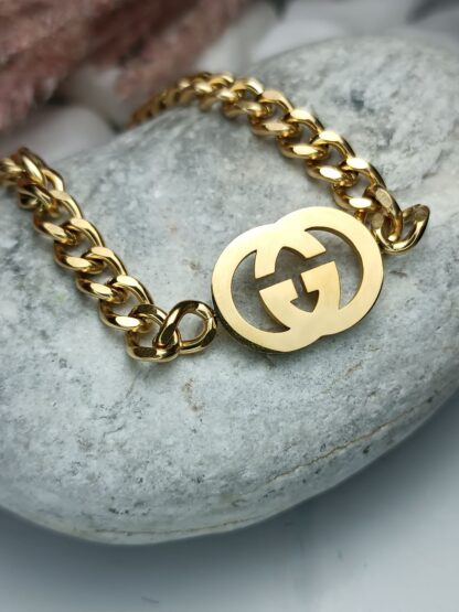 Polished gold steel bracelet (CODE: 8009)