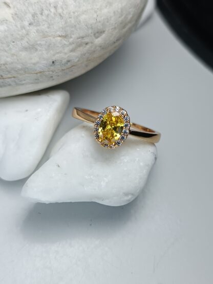 Steel Ring with yellow Zircon stone (CODE:8029)