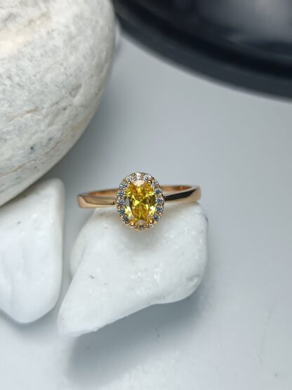 Steel Ring with yellow Zircon stone (CODE:8029)