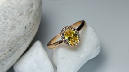 Steel Ring with yellow Zircon stone (CODE:8029)