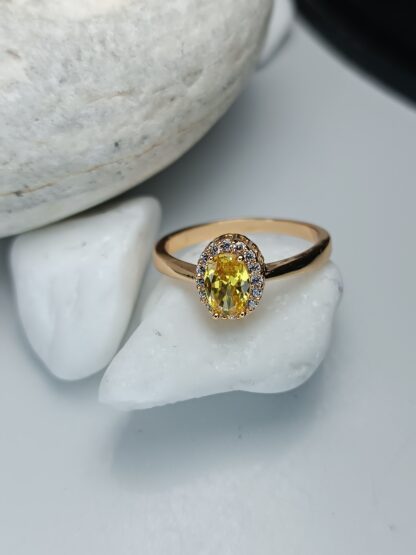 Steel Ring with yellow Zircon stone (CODE:8029)