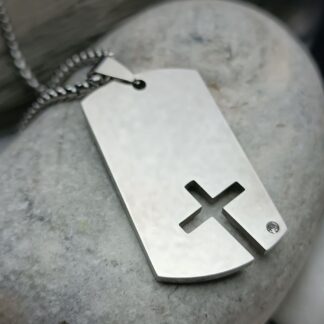 Steel cross with chain silver color (CODE: 8041)