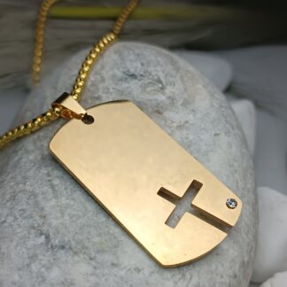 Cross plaque in yellow gold (CODE: 8043)