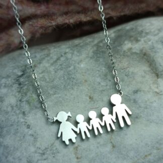 Steel Family Necklace "mom-dad-girl-boy"(CODE:8025)