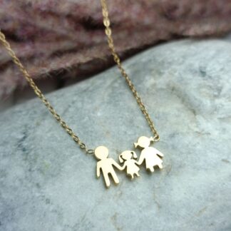 Steel Necklace Family "mom-dad-girl" (CODE: 8027)