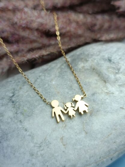 Steel Necklace Family "mom-dad-girl" (CODE: 8027)