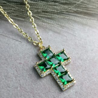 Cross with green zircon (CODE:8071)