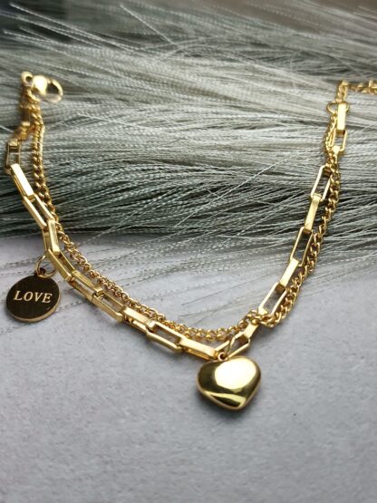 Gold double heart bracelet (CODE: 8101)