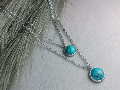 Necklace with blue ball double (CODE:8108)