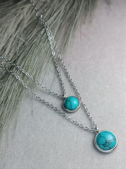 Necklace with blue ball double (CODE:8108)