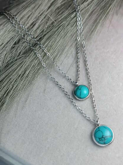 Necklace with blue ball double (CODE:8108)