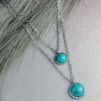 Necklace with blue ball double (CODE:8108)