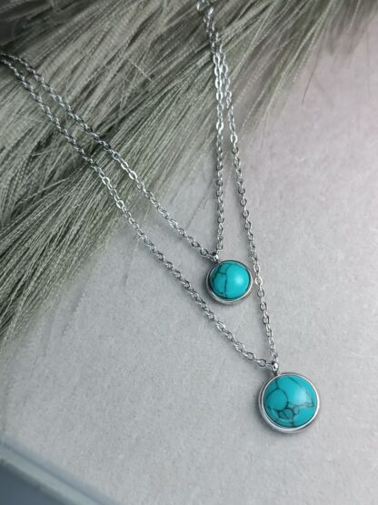 Necklace with blue ball double (CODE:8108)