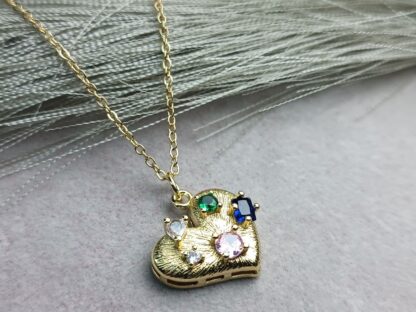 Heart necklace, colored stones (CODE:8117)