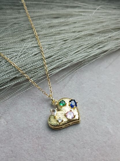 Heart necklace, colored stones (CODE:8117)