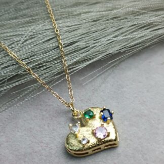 Heart necklace, colored stones (CODE:8117)