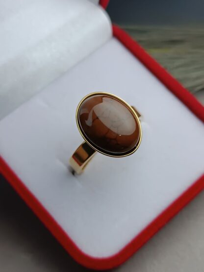 Ring with brown stone, gold (CODE:8124)