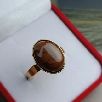 Ring with brown stone, gold (CODE:8124)